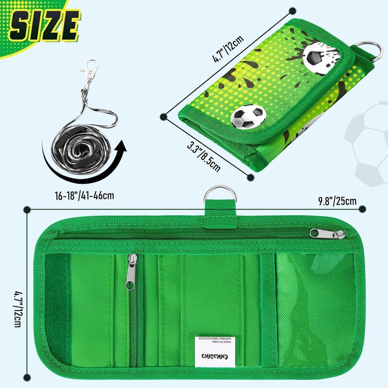 WAWSAM Kids Wallet for Boys, Soccer Trifold Boys Wallet for Kids Ages 4-18, Novelty Wallet with Zippered Coin Pocket and Card Holders Lanyard, Christmas Birthday Gift for Boy Children - Image 3